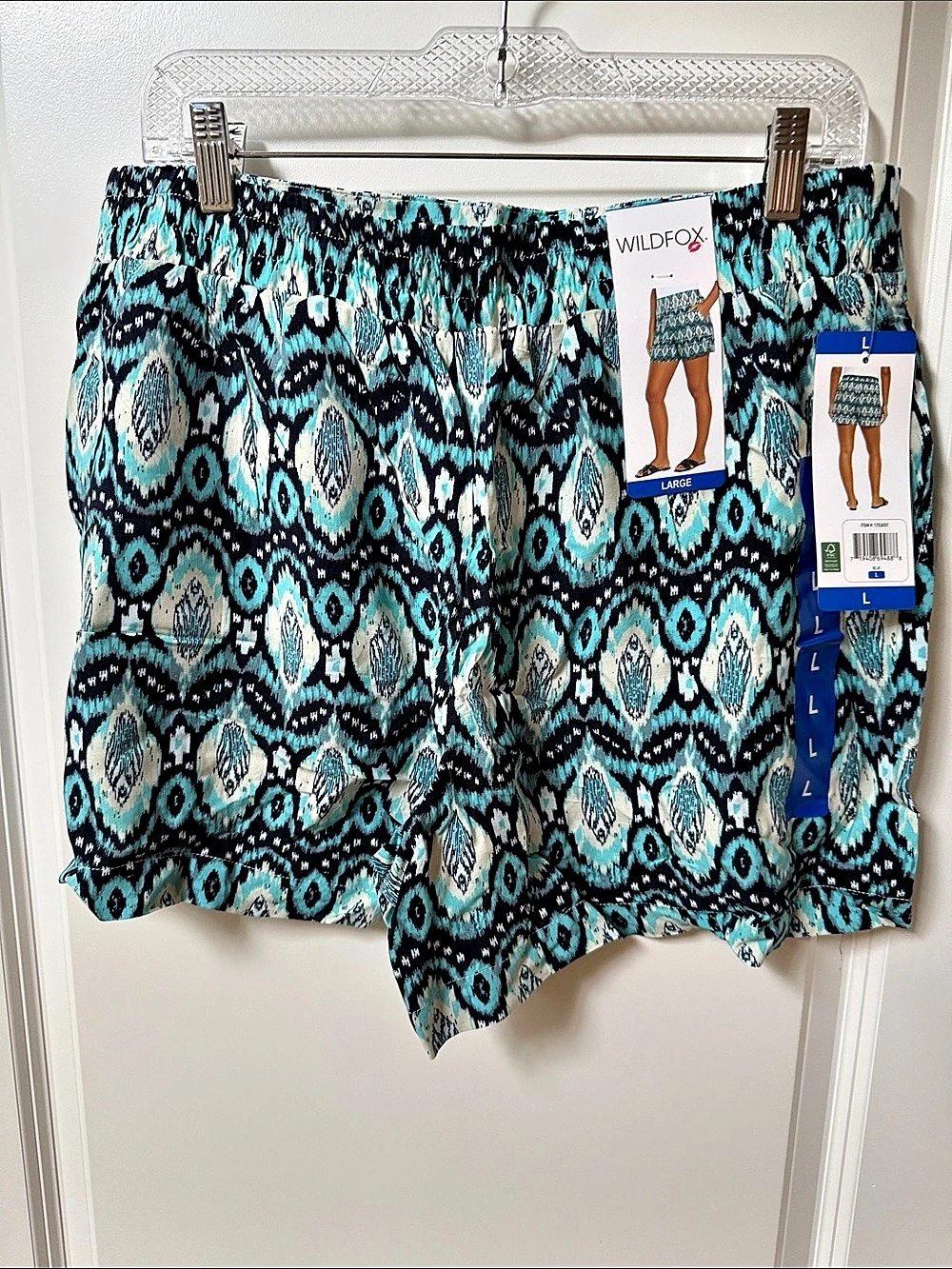 Wildfox Geometric Print Shorts Blue & Black Large NWT